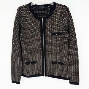 Ted Baker Rylene Metallic Mixed Wool Full Zip Jacket Black Size 4 (U.S. 10/L) - Picture 1 of 13