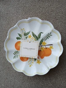 NEW LAURA ASHLEY SET OF 4 "FRUIT-ORANGES" MELAMINE PICNIC SALAD PLATES 8.5" - Picture 1 of 2