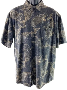 Camisa Hawaiana Territory Ahead Mezcla Seda Hombres XL Campamento Peces Koi Carpa Luau Aloha - Imagen 1 de 6