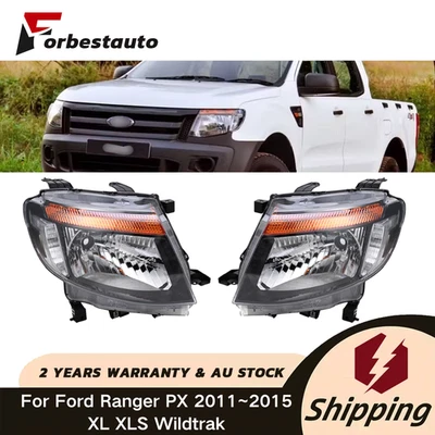 Pair Head Light Lamp Black For Ford Ranger PX 2011~2015 XL XLS Wildtrak LH+RH - image 1 of 4