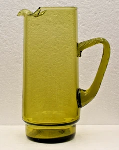 Brocca da cocktail vintage in vetro soffiato a mano verde avocado MCM - Foto 1 di 7