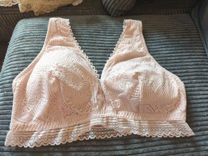 Bralette de encaje rosa Maurices XL almohadillas extraíbles elásticas nuevas sin etiquetas - Imagen 1 de 3