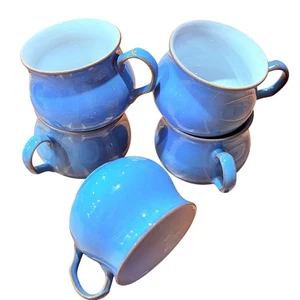 Denby England Kolonialblau Glasierte Keramik Kaffee/Teetassen 5er Set Vintage - Bild 1 von 9