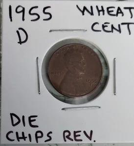 1955 D Die Chip Error Coin,Lincoln Wheat Cent Penny - Picture 1 of 7