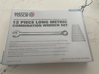 Запечатанный/новый в коробке 12 шт. Matco 12. Набор длинных метрических комбинированных гаечных ключей - Изображение 1 из 3
