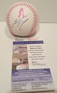 Clint Frazier ROOKIE Signed Rawlings Official MLB BCA Baseball JSA-SD COA 