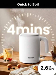 Comfee 800W Mini Electric Kettle 0.6L Fast Boil Tea Pot Stainless Steel Interior - Picture 1 of 8