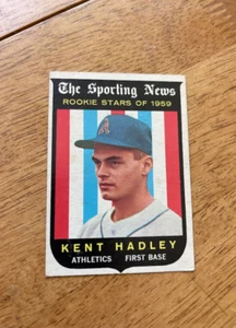 DCC: 1959 Topps Kent Hadley novato radiocontrol Kansas City Athletics #127 en muy buen estado-excelente - Imagen 1 de 2