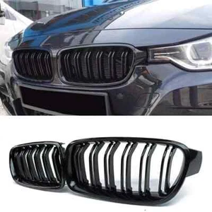 Front Kidney Grille Grills Gloss Black Fits BMW 3 Series F30 328i 335i 2012~2018 - Picture 1 of 7