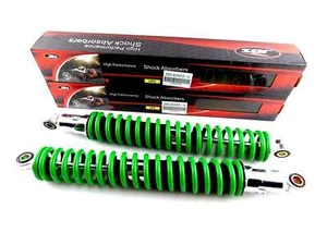SUZUKI PE250 400mm GREEN/CHROME JBS REAR SHOCK ABSORBERS EYE TO EYE - Picture 1 of 4