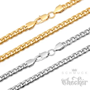 Klassische Panzerkette silber oder gold aus vergoldetem Edelstahl 5mm Halskette - Bild 1 von 12