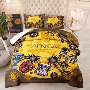 The African And The Drum Set 3D Quilt Duvet Doona Cover Set Pillow case Print - Bild 1 von 3