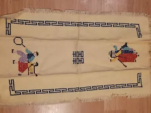 Vtg Cottage Industry Embroidery Linen Table Mat 16" x 9" runner vanity Tea Towel - Picture 1 of 9
