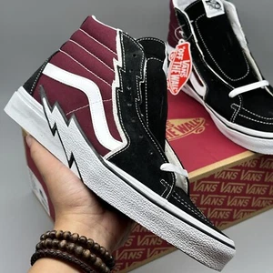 Vans Sk8-HI Bolt Suede VN0A5JIV5U8 Maroon Black White Size 9.5 Mens Sneakers New - Picture 1 of 9