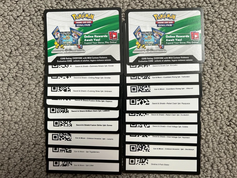 18x Online Code Cards From Various Pokemon 3pack Blisters  (Codes Sent in PM) - Image 1 of 1