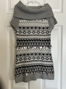 Heart N Crush Girls Sweater Short Sleeve Gray Black Silver SZ Kids M 10/12 - Picture 1 of 4