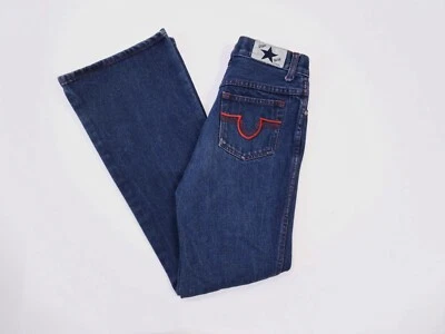 Pantalones de mezclilla Star Blue Apparel vintage lavado oscuro para niñas costuras rojas talla 14 Foto 1 de 4