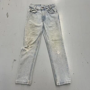 Vintage 90s Levis Jeans Slim Silver Gray Tab Denim Light Wash Pants Youth 24x22 - Picture 1 of 13
