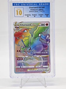 CGC 10 Pristine Perfect Charizard VSTAR Rainbow Pokemon Brilliant Stars 174 Subs - Imagen 1 de 2