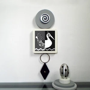 Minimalist Black & White Duck Wall Sculpture Modern Abstract Bird Wooden Art - Picture 1 of 10