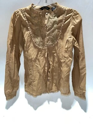 Top transparente floral para niñas talla 14-16 grande de encaje en pecho y dobladillos con puños abotonados Foto 1 de 4