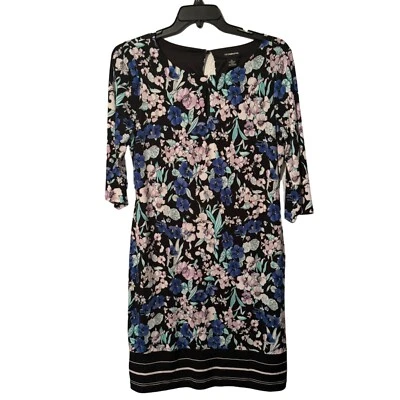Liz Claiborne Womens Floral Print Dress Black Blue Pink Polyester Spandex dress - Image 1 of 4