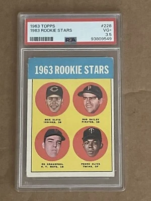 1963 TOPPS ROOKIE STARS KRANEPOOL OLIVA ALVIS BAILEY #228 PSA 3.5 VG+ - Image 1 of 2