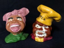 Vintage Antique Mammy Pappy Black African Americana Chef Salt And Pepper Shakers