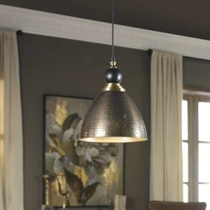 URBAN INDUSTRIAL AGED HAMMERED METAL HANGING PENDANT CHANDELIER LIGHT 22052 - Picture 1 of 3