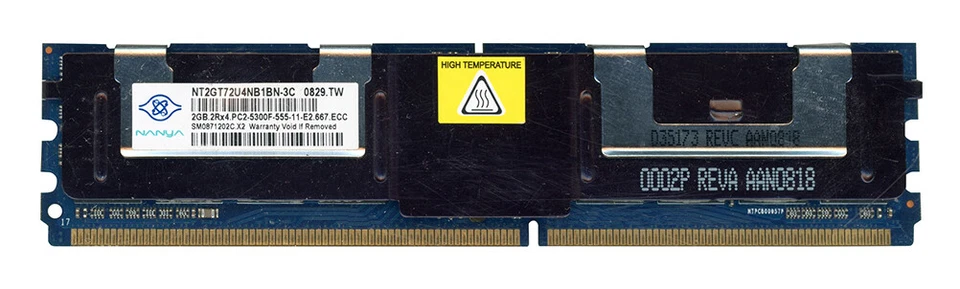 Serveur Module De RAM Nanya NT2GT72U4NB1BN-3C Fully Buffered ECC DDR2 2GB 667MHz - Photo 1/2