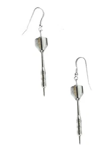 S7 Single Dart fine English Pewter on 925 hook drop sterling silver earrings - Picture 1 of 1