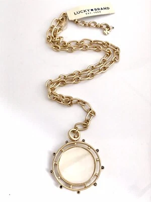 New Lucky Brand Mother of Pearl Lariat Y Necklace in Gold-Tone 20"L $59 - Image 1 of 4