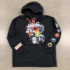 RARE Marvel Heroes AOP Graphic Hoodie - Black Youth Sz XL 15-17 - Picture 1 of 10