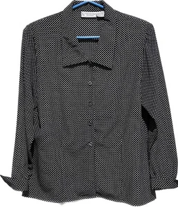 Evan Picone Petite Polka Dots Black & White Button Down Shirt Blouse Top 10 - Picture 1 of 11