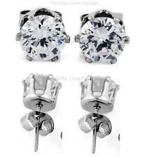 Clear Round CZ Cubic Zirconia Pierced Stud Earrings For Mens/Womens Sparkling