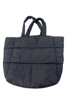 Primark Black Quilted Tote Bag With Snap Closure & Inner Pockets 10t - Picture 1 of 8