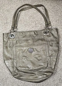 Coach Alex Bag Logo Embossed Patent Leather Tote Large Shoulder Purse Hand - Picture 1 of 24