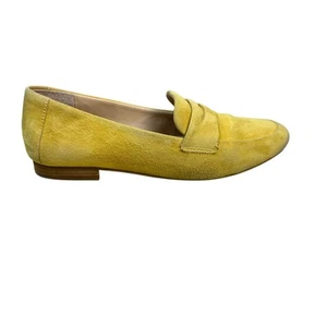 Antonio Melani Mustard Yellow Suede Slip-On Penny Loafers- Size 8M - Picture 1 of 8