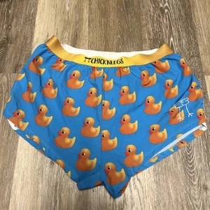 Chicknlegs Chicken Legs 2” Running Split Shorts Yellow Blue Rubber Ducky Men’s M - Picture 1 of 10