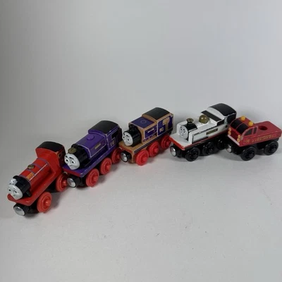Thomas And Friends Wooden Train Lot Of 5 Charlie Mike Freddie Fire Truck Sodor - Image 1 of 4