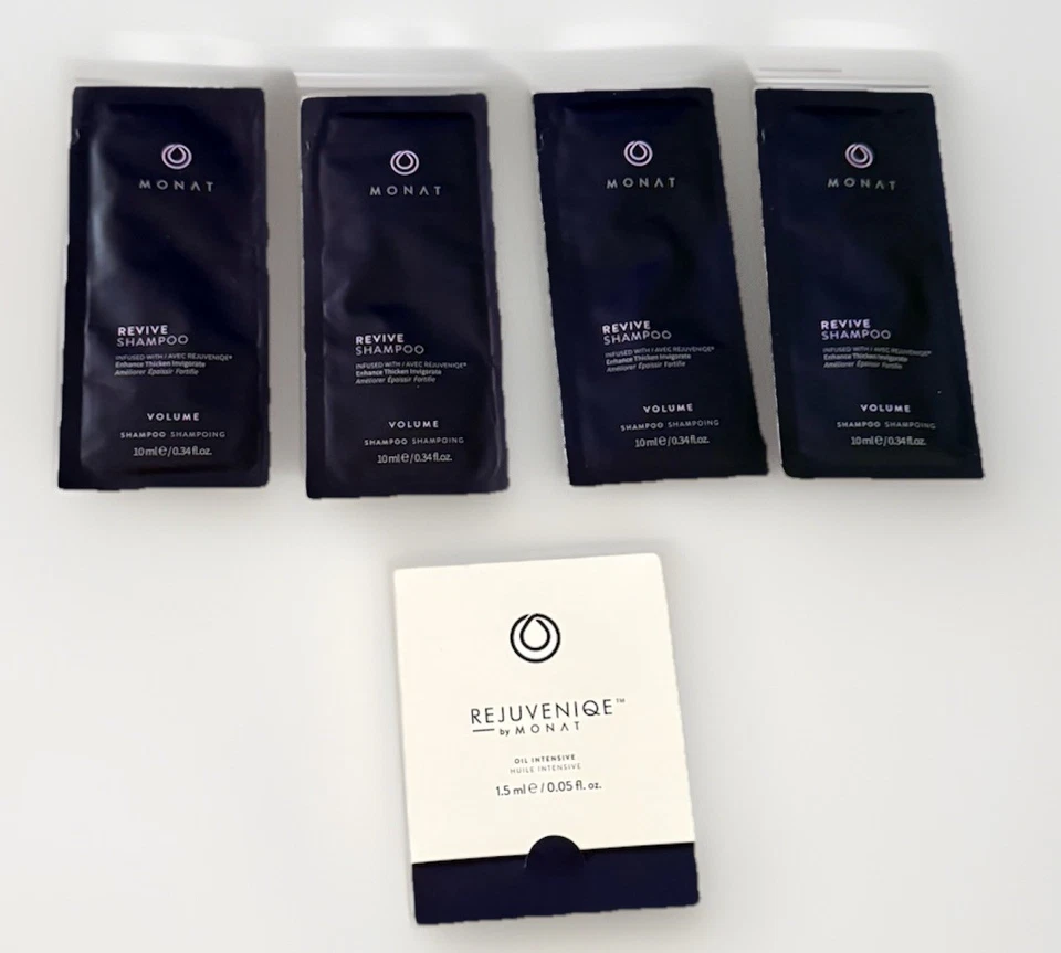 Champú voluminizador Month Revive (4), muestra de aceite Rejuveniqe (1) Foto 1 de 1