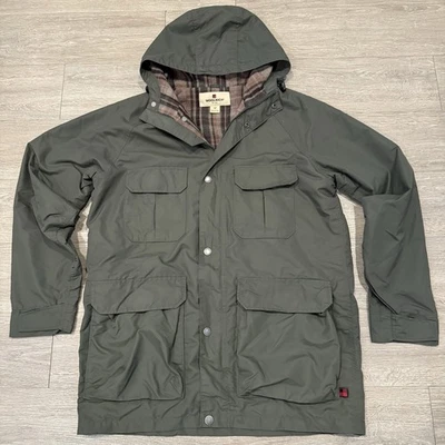 Woolrich Jacket Olive Mens M Rain Parka Hooded Chore Coat Wool Blanket Lined - Image 1 of 4