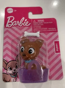 Barbie Mattel Haustier Welpe Zubehör Figur lila Korb blau Halsband Cake Topper - Bild 1 von 4