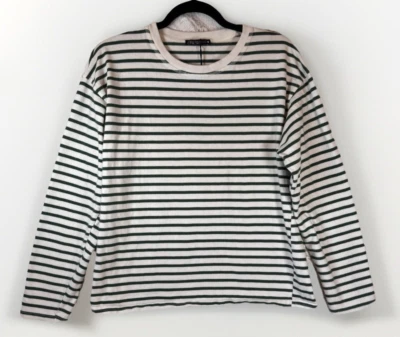 Suéter Zara Para Mujer M Rayas Manga Larga Verde Crema 100% Algodón Viaje Informal Foto 1 de 4