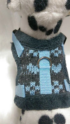 Softgeschirr warm gefüttert Brustgeschirr Hundegeschirr Blau Halsband XS-M Welpe - Bild 1 von 4