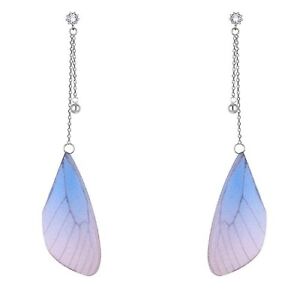 925 Sterling Silver Blue Feather Earrings | Dangles to Gift Women & Girls |