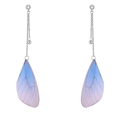 925 Sterling Silver Blue Feather Earrings | Dangles to Gift Women & Girls | - Image 1 of 4