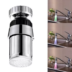 360°Rotation LED Faucet Light 3Color Changing Glow Temperature Sensor - Picture 1 of 5