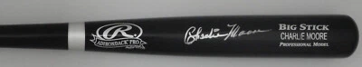 Brewers CHARLIE MOORE Signed Rawlings Big Stick Name Engraved Black Bat AUTO JSA - Image 1 of 2