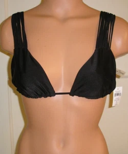 Beach Bunny Queen Of Hearts Strappy Black Swim Bikini Triangle Tri Top XL NWT - Picture 1 of 4